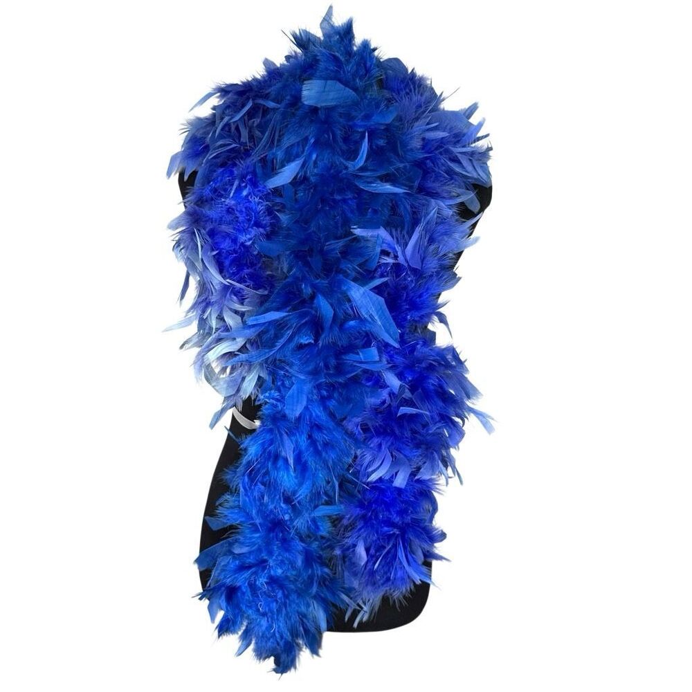 Blue Feather Boa Trim, Lot of (2) Pieces Royal Cobalt Blue Craft Costume Sewing